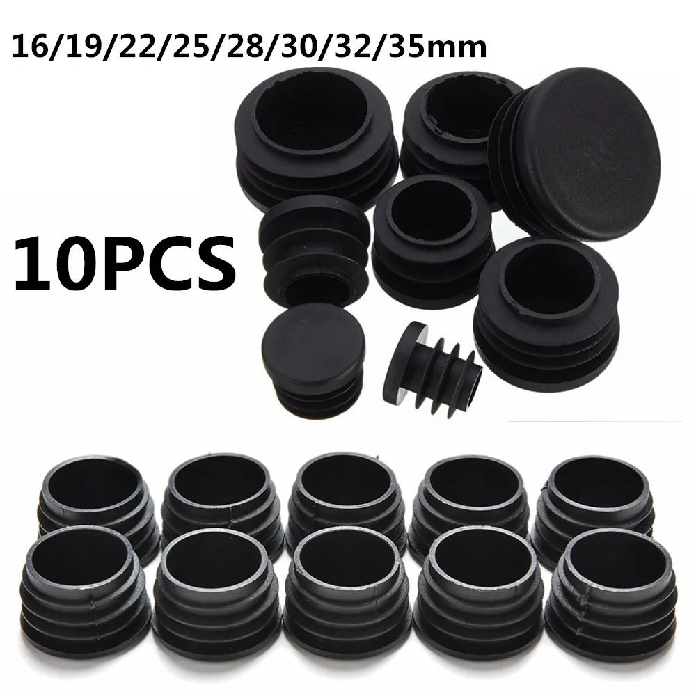 

10Pcs 8 Sizes Black Round Plastic Cover Furniture Leg Plug Blanking End Caps Insert Plugs Round Pipe Tube Bung