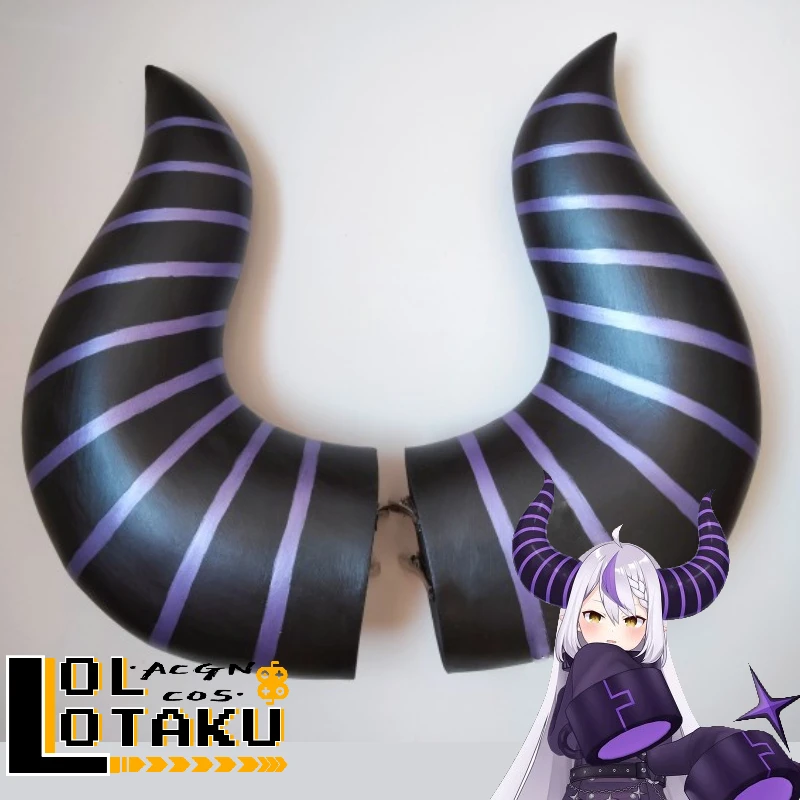 

Реквизит для косплея La + Darknesss Hololive Vtuber черный фиолетовый Рог заколка для волос головной убор аксессуары для ролевых игр аксессуары