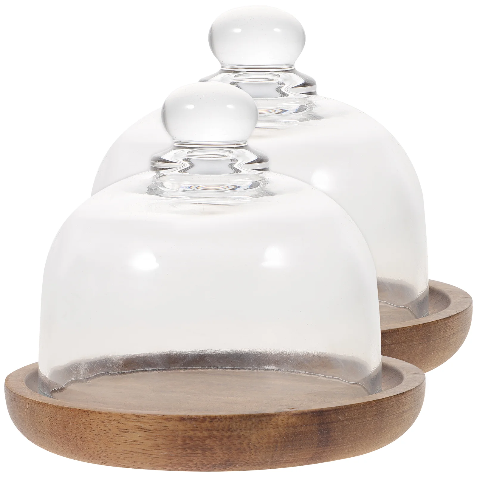 

Cake Dome Stand Cover Mini Plate Dessert Display Lid Cupcake Platter Serving Cloche Tray Clear Holder Wood Server Stands Cheese