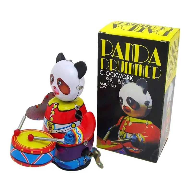 Заводная игрушка-панда металлическая игрушка робот-барабанная панда заводная