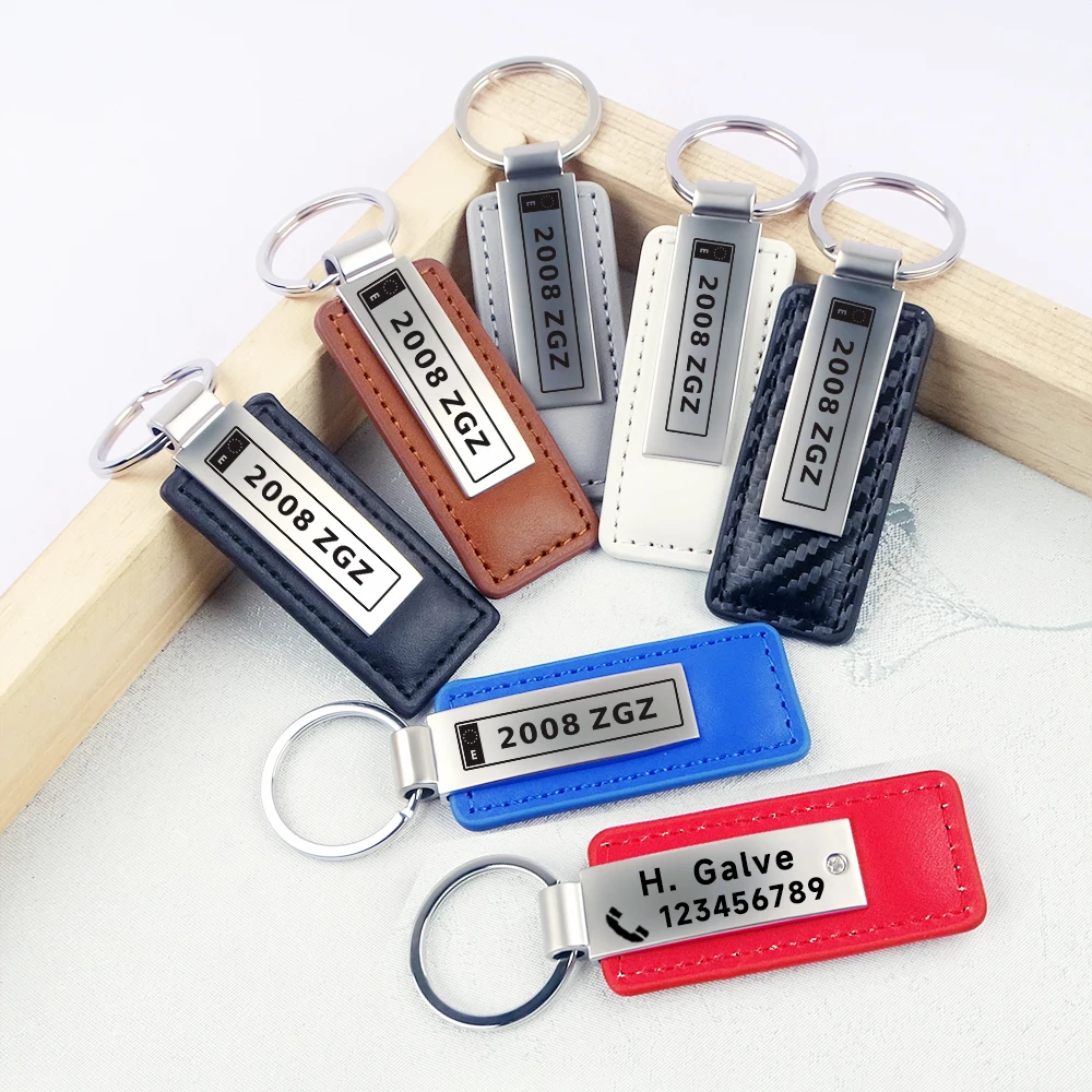 Заказной гравированный кожаный брелок испанская Автомобильная пластина с