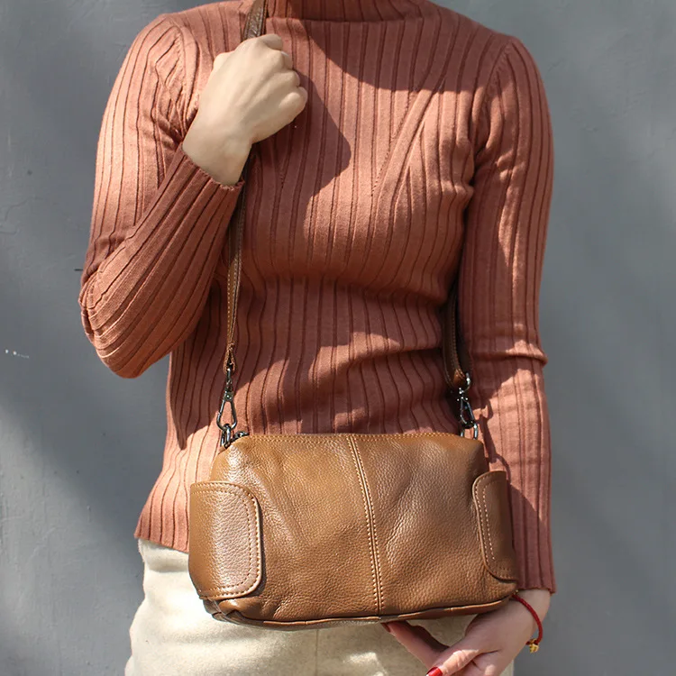 New 2023 European And American Fashion Simple Single Shoulder Diagonal Bag Leather Women's Bag Fashion Top Layer Leather Satchel