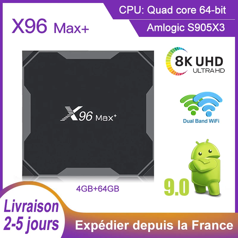 

X96 MAX Plus Smart Android TV Box 4GB 64GB 32GB Amlogic S905X3 Quad Core Wifi 8K 2GB 16GB Android 9.0 Set Top Box X96 Max Plus