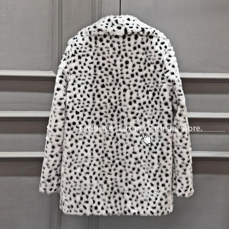 Luxury Designer High End Paris fashion Leopard Print winter faux Fur jacket Coat women long sleeve teddy bear feel coats jackets