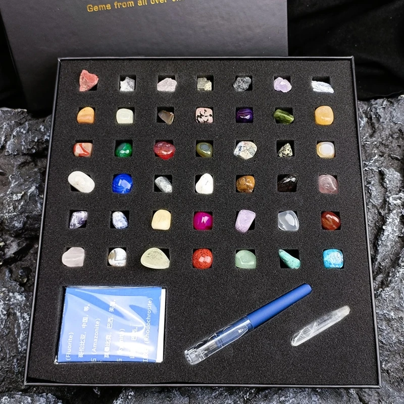 

42pcs Natural Crystal Ore Specimen Gemstone Ornaments Kit Mineral Crystals Rock Samples for educational Collection