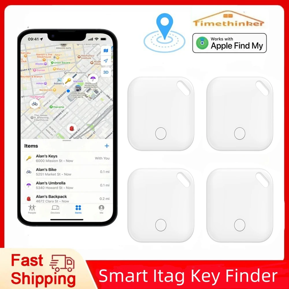 Умный GPS-Трекер Timethinker с Bluetooth работает Apple Find My APP ITag