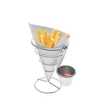 basket holder french fries stand with sauce dish cone snack display stand chicken nuggets fried foods display rack