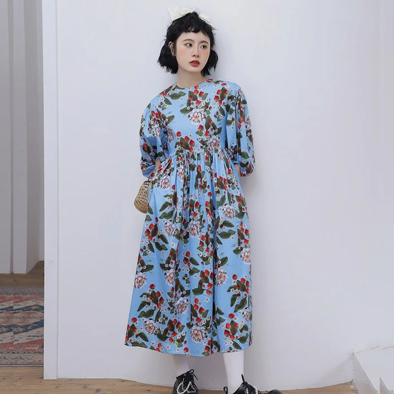 

Женское винтажное платье средней длины, с круглым вырезом и рукавами-фонариками