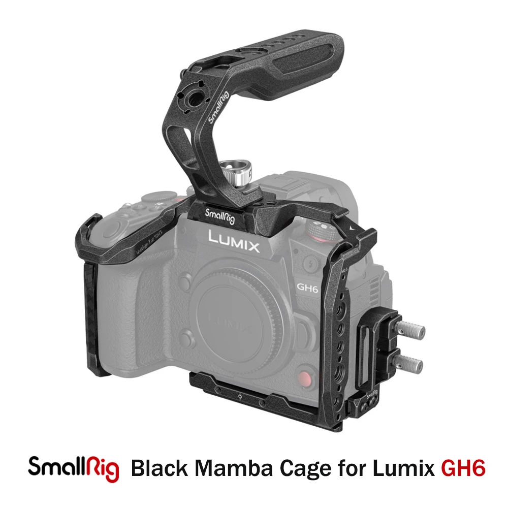 

Клетка для камеры SmallRig Черная Мамба для Panasonic LUMIX GH6 с 1/4 дюймовым ARRI 3/8 дюйма, защитная направляющая для холодного башмака NATO, аксессуары