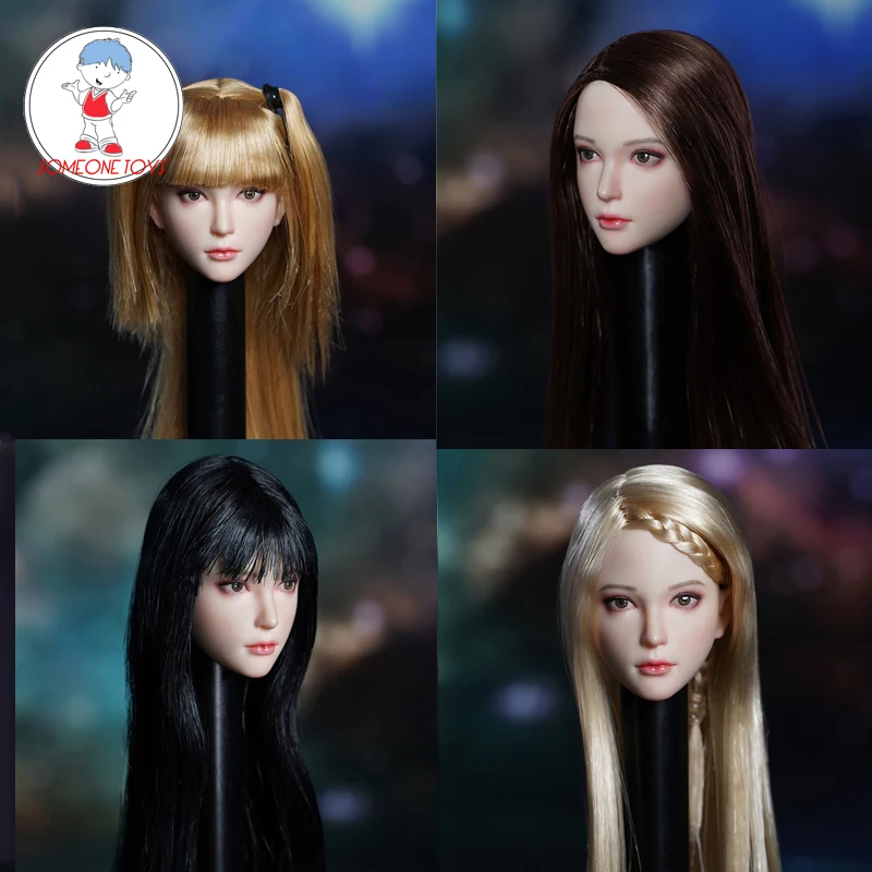 

Женская голова SUPER DUCK SDH028 1/6, черная голова с длинными прямыми волосами, модель для резьбы, подходит для тела 12 дюймов PH TBLeague