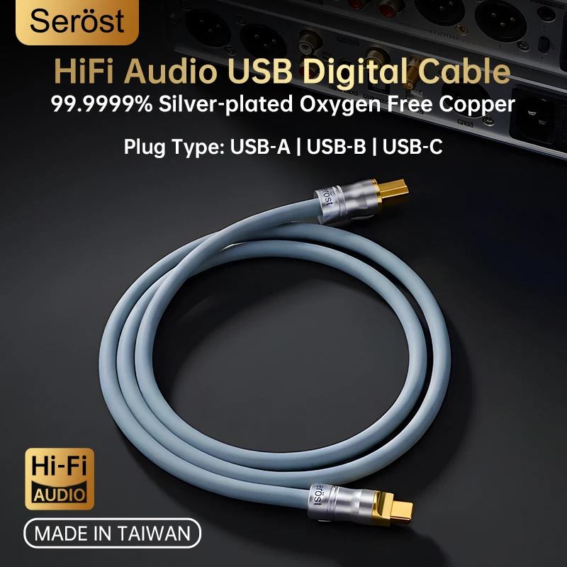 Фото Цифровой аудиокабель Serost HiFi из посеребренной бескислородной меди USB Type-C OTG для ЦАП, DSP, мобильных телефонов и звуковых карт №1