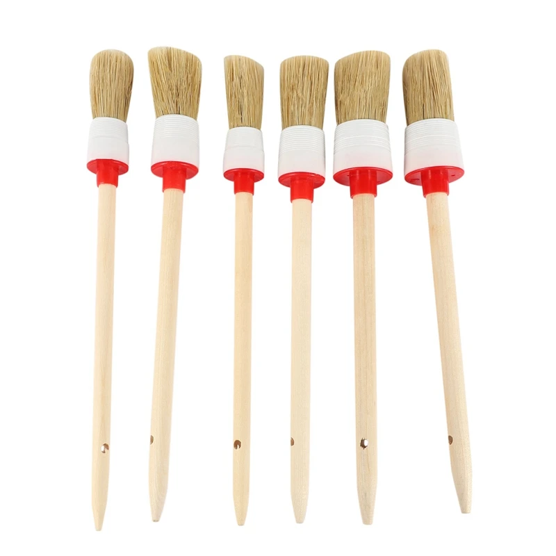 

6 Pieces Detail Brushes Cleaning Brushes Soft Hair Bristles Brush For Car Cleaning Wheels Dashboard Interior Exterior Leather Ai
