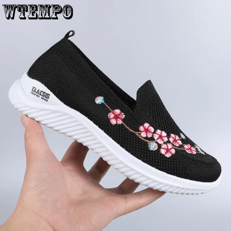 

Женская сетчатая дышащая удобная обувь WTEMPO для мам, мягкая однотонная модная обувь, легкие женские туфли
