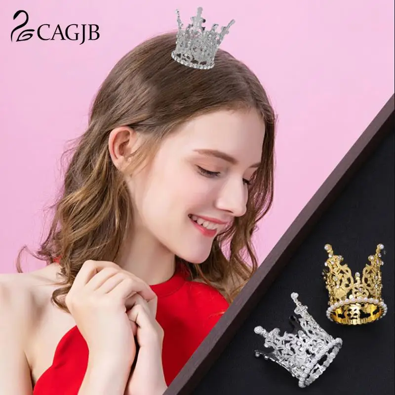 

1PC Mini Crown Princess Tiaras Romantic Pearl Garland Children Hair Ornaments Wedding Cake Decoration Hair Jewelry