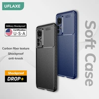 uflaxe original shockproof soft silicone case for xiaomi 12 pro ultra carbon fiber back cover casing