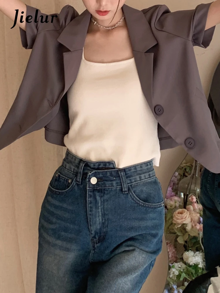 Jielur Женский офисный костюм Летняя короткая куртка во французском стиле рабочая