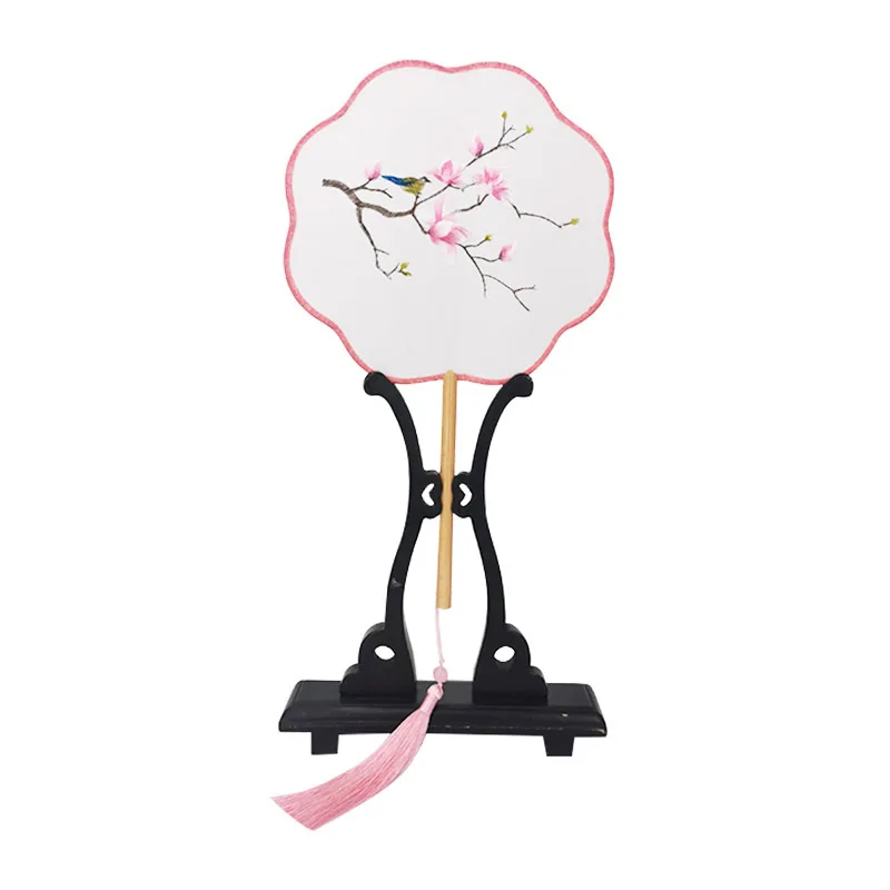 

Embroidery Fans Decoration Chinese Artwork Crafts Embroidery Dough Round Fans Dance Fans Gifts Ornaments Home Decor