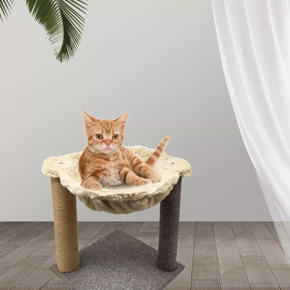 

BPS cat scratcher bed tower in tree with close Hammock Bed and Cat Scratcher Post