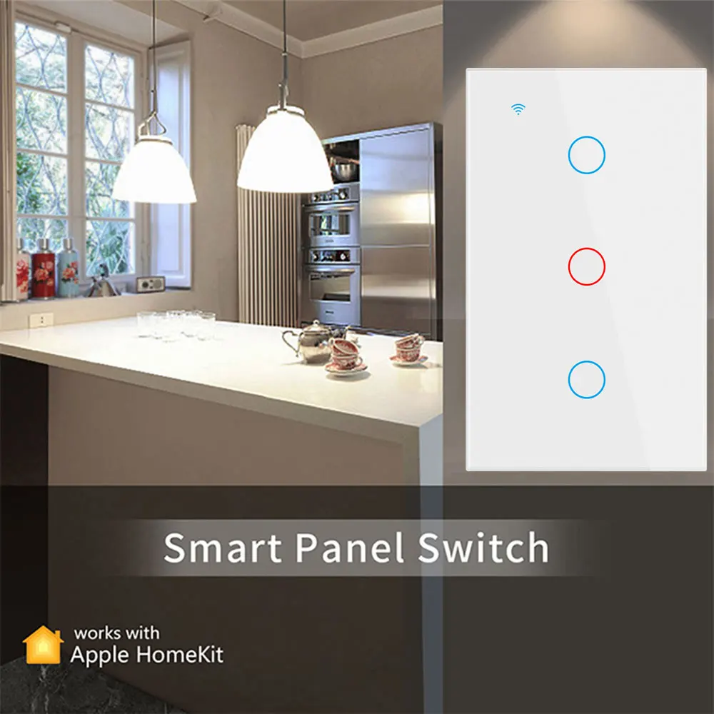 Фото Умный выключатель BONDA Homekit без нейтрали, Wi-Fi, сенсорный, для ЕС/США, голосовое управление Google Home, Alexa, Siri, 220В/110В №3