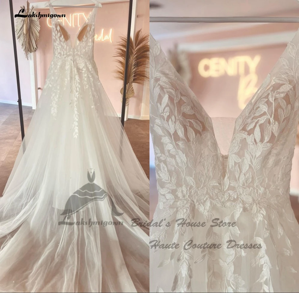 

Lakshmigown Chic Women Boho Wedding Dresses Vestidos Novia 2023 Simple Bridal Beach Wedding Gowns Lace Bodice Backless