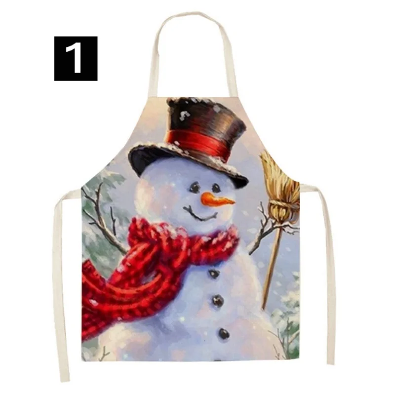 

2022 Christmas Decoration Santa Red Sleeveless Apron Linen Kitchen Aprons Women Home Cooking Baking Waist Bib Pinafore Delantal