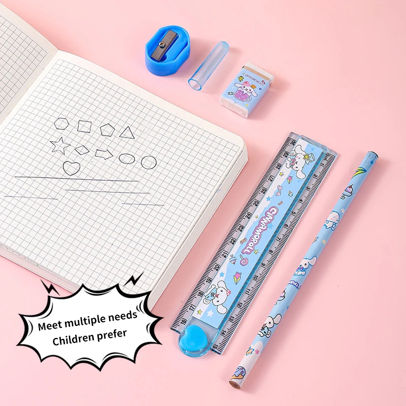 Набор Канцтовары Kawaii Sanrio Cinnamoroll Kuromi моя мелодия карандаш ластик линейка точилка