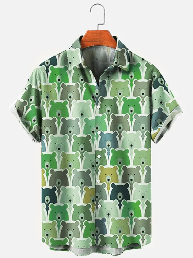 Loose Printing Shirts 2022 Hot  Selling Men's Fashion Vintage Clothing  Hawaiian Love  Short Sleeve Breathable