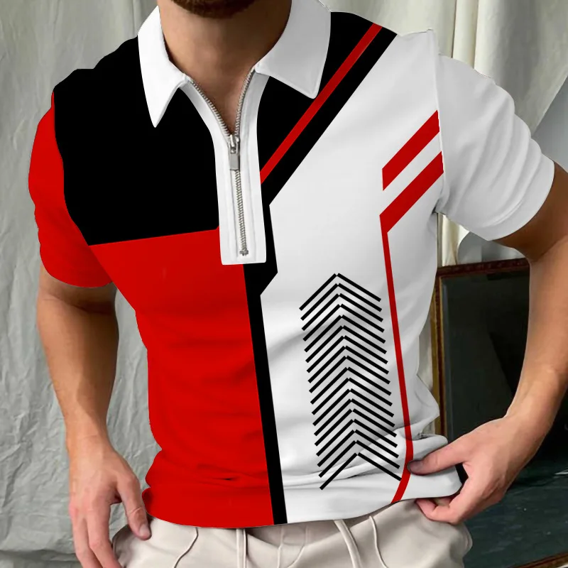 Летняя рубашка-поло на молнии в новом стиле Мужская высококачественная