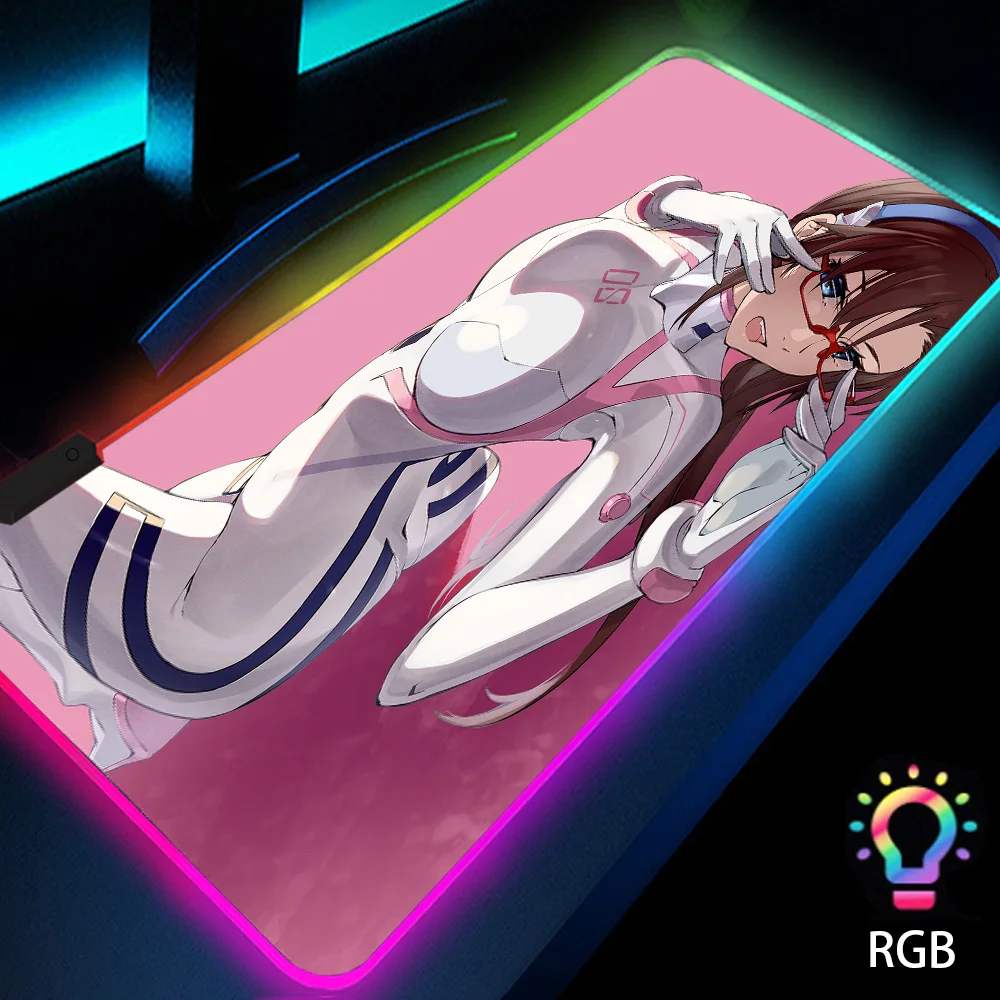 

Rgb Backlit Mat Neon Genesis Evangelion Gaming Pc Accessories Desktop Game Mats Carpeting 90x40 Mouse Pad Xxl Pink Mouse Carpet