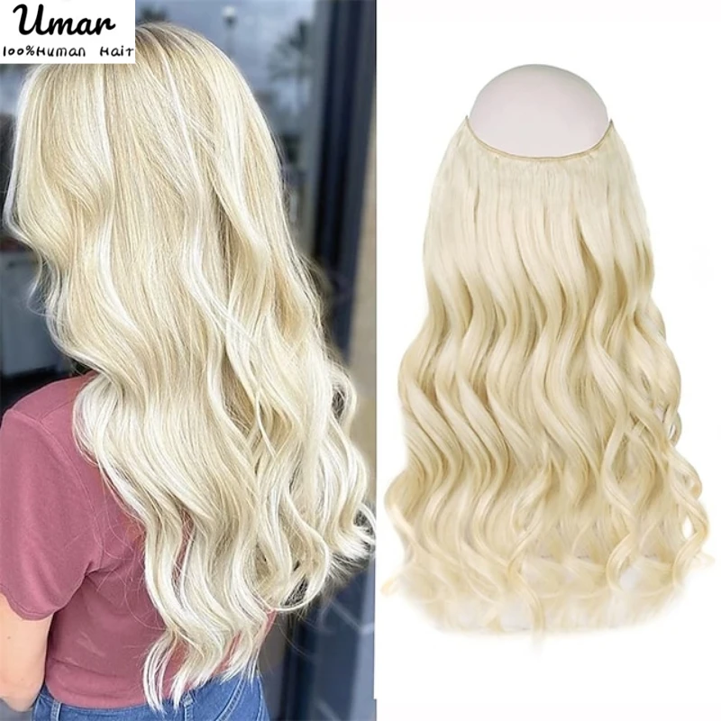 

Fish Line Human Hair Extensions 16"-24" Straight Invisible Wire Natural Hairpieces Remy Straight Clip In Human Hair Extension