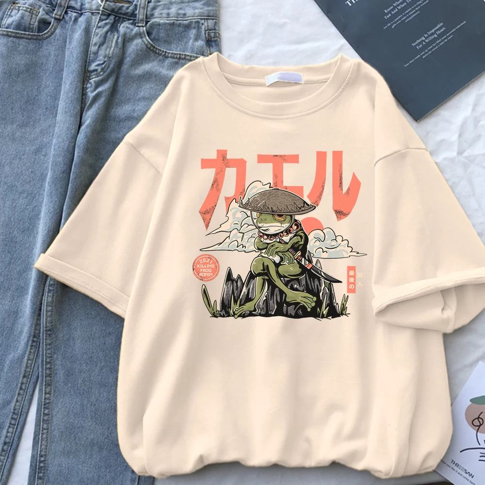 

Футболка женская с принтом самурая и лягушка