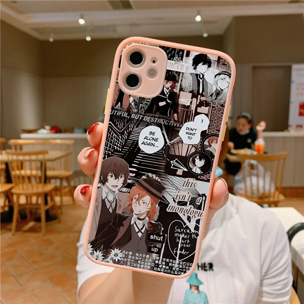 Чехол для телефона Bungou Stray Dogs iPhone 14 11 12 13 Mini Pro Max 8 7 Plus X XR XS MAX полупрозрачный матовый