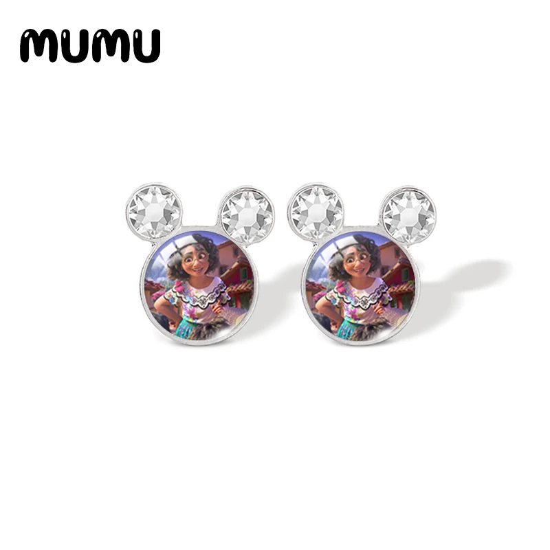 

2022 New Encanto Mickey Earring Princess Mirabel Glass Dome Photo Jewelry Handmade Crystal Stud Earrings Gifts