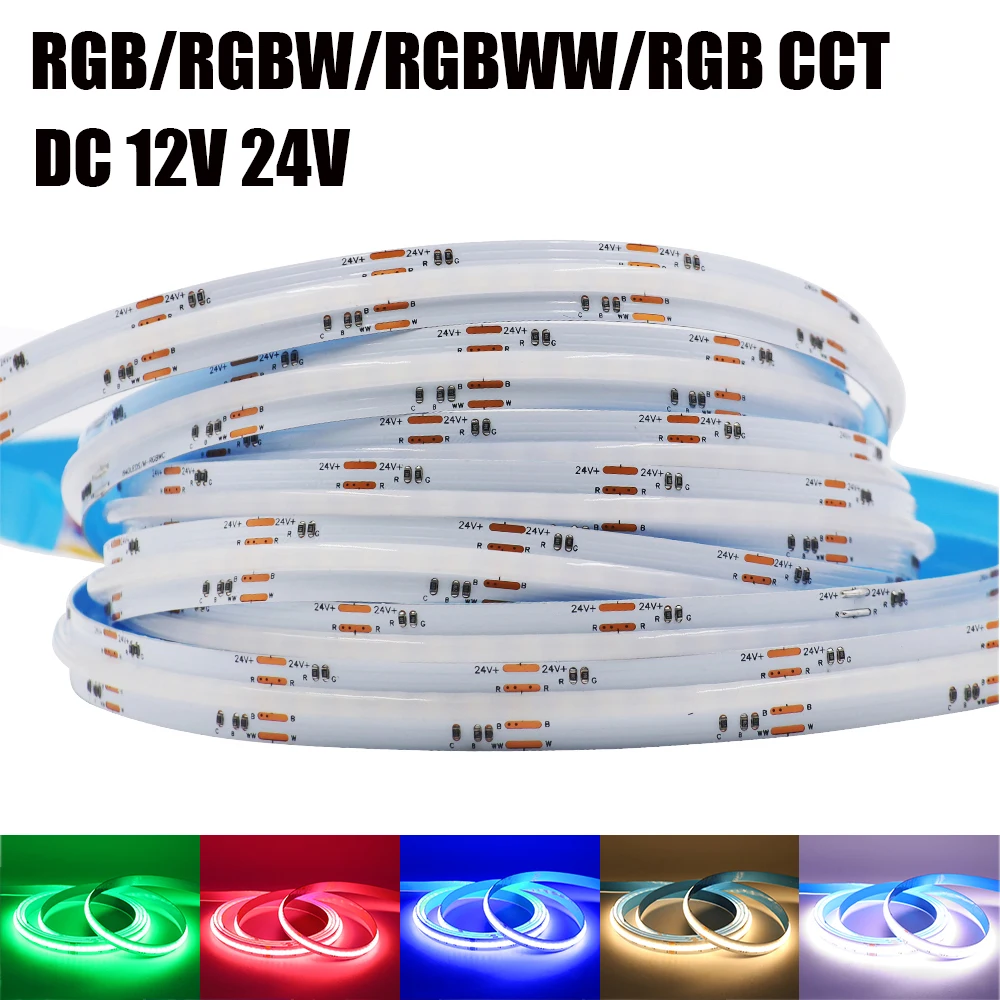 

Светодиодная лента RGB RGBW RGBWW RGBCCT COB, 12 В постоянного тока, 24 В, 840 светодиодов на метр