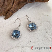 exquisite fashion silver plated blue earrings bridal engagement luxury new banquet jewelry