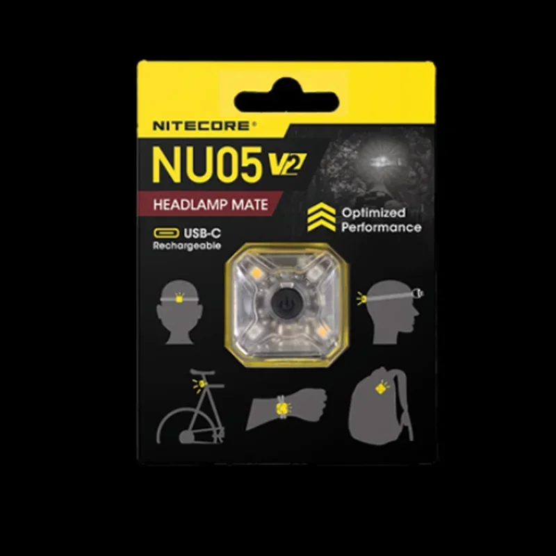 

NITECORE NU05 V2 Сверхлегкий перезаряжаемый многоцелевой налобный фонарь USB-C, 40 люмен, 4 режима освещения, фара