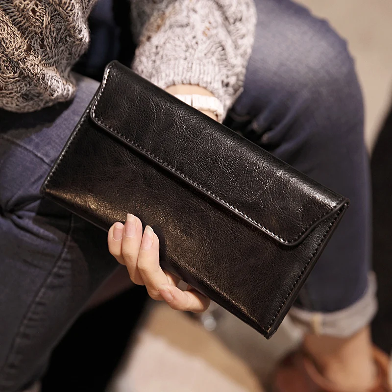 

2023 Brand Genuine Leather Women Wallet Long Thin Purse Cowhide Multiple Cards Holder Clutch Bag Fashion Standard Wallet