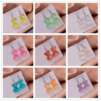 cute cartoon resin gummy bear earrings for women candy color shinning sequins bear dangle earrings jewelry gifts