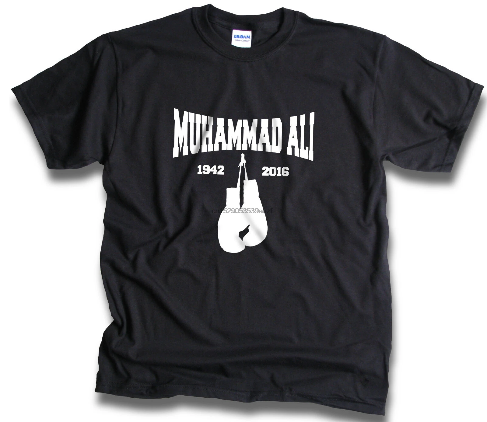 

4XL Muhammad Ali Gym Style Boxing Gloves Cassius Clay Mens Black T Shirt XXXXL
