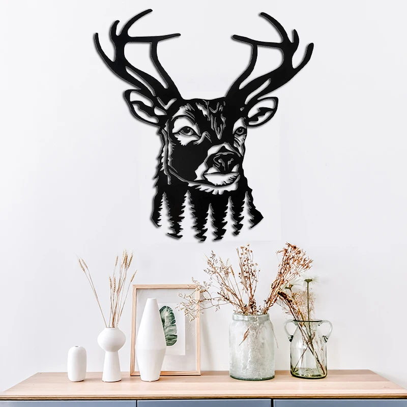 

Настенная фотография, голова оленя, украшение для дома 33x35 см/13x13,7 дюйма, 3 мм/5 мм доска, подвесная на стену комнаты