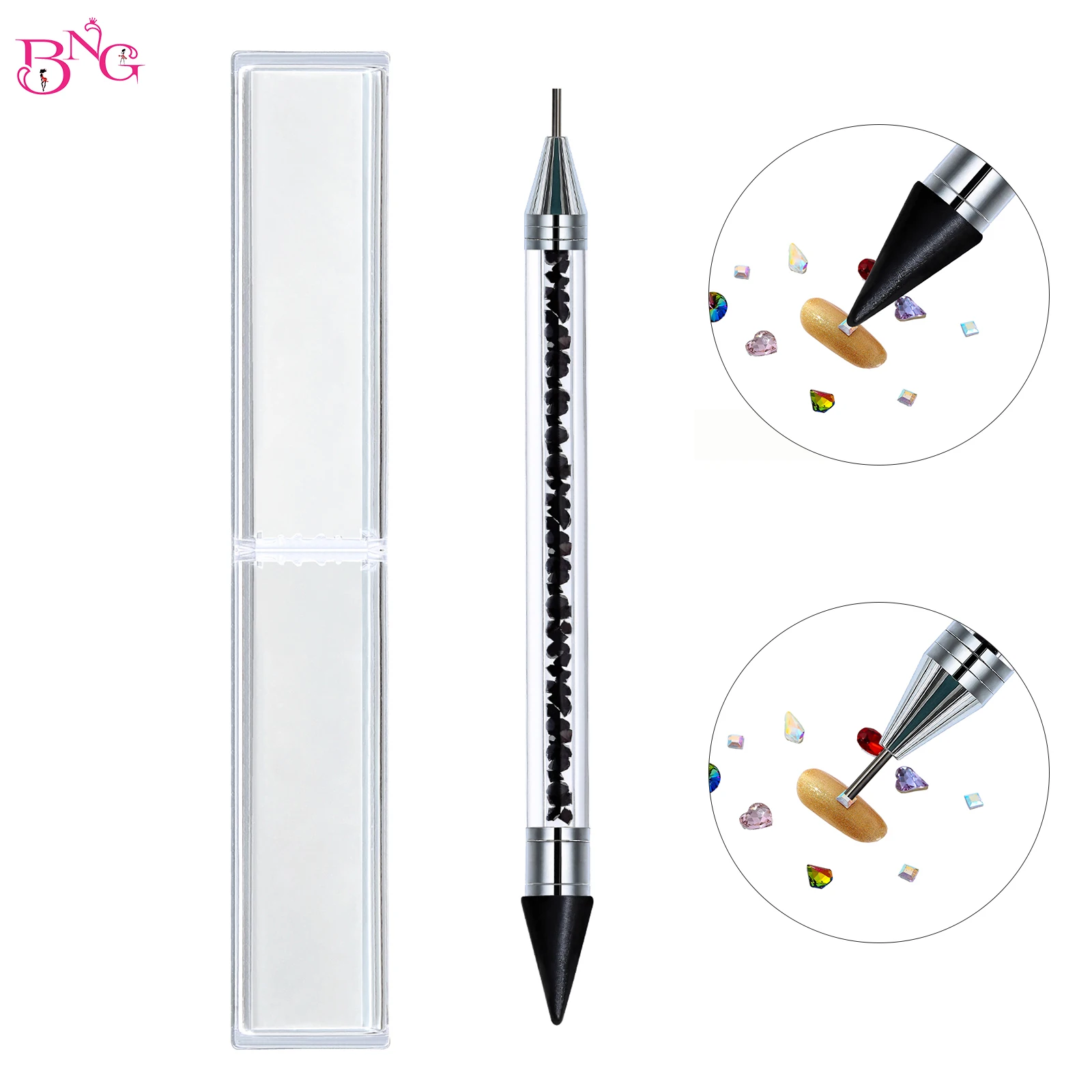 

Dual Ended Wax Nail Rhinestones Picker Pencil Nail Art Design Dotting Pen Crystal Diamond Acrylic Handle Gem Pick Up Applicator