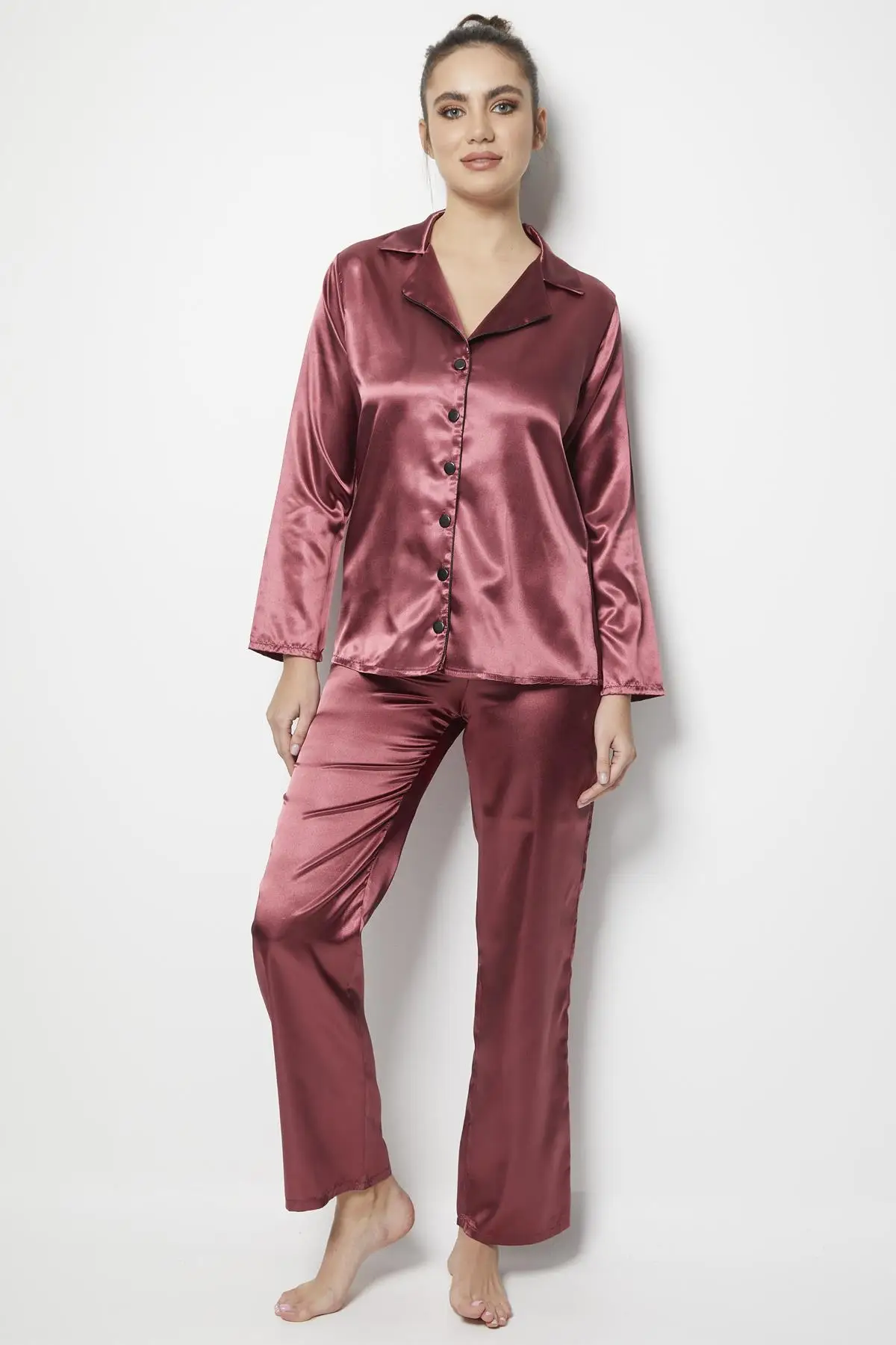 

Satin Pajamas Set For Women Home Suit Sexy Sleep Plus Size Nightgown 2 Piece Breathable Spring And Summer Loose Pants fashion