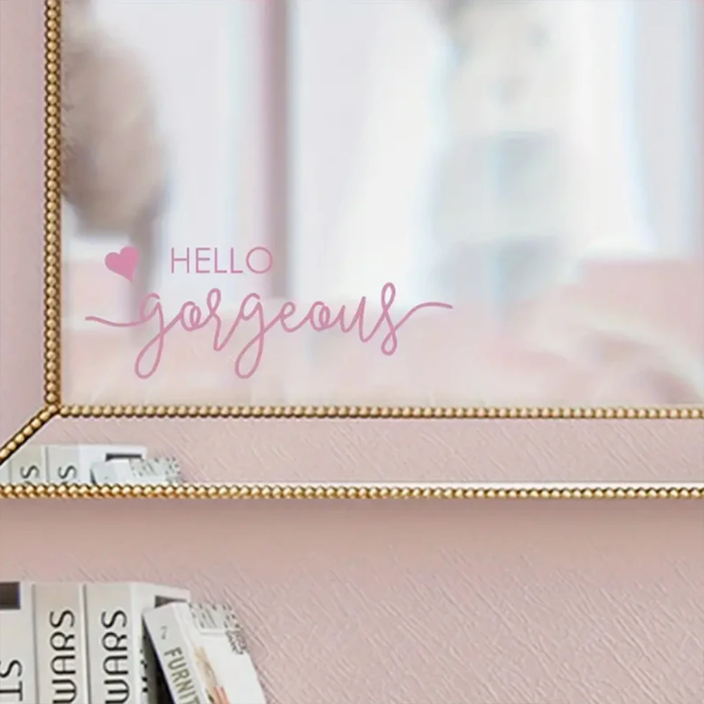 1 Шт. Креативная Виниловая Наклейка На Стену С Зеркальной Отделкой hello Для Спальни