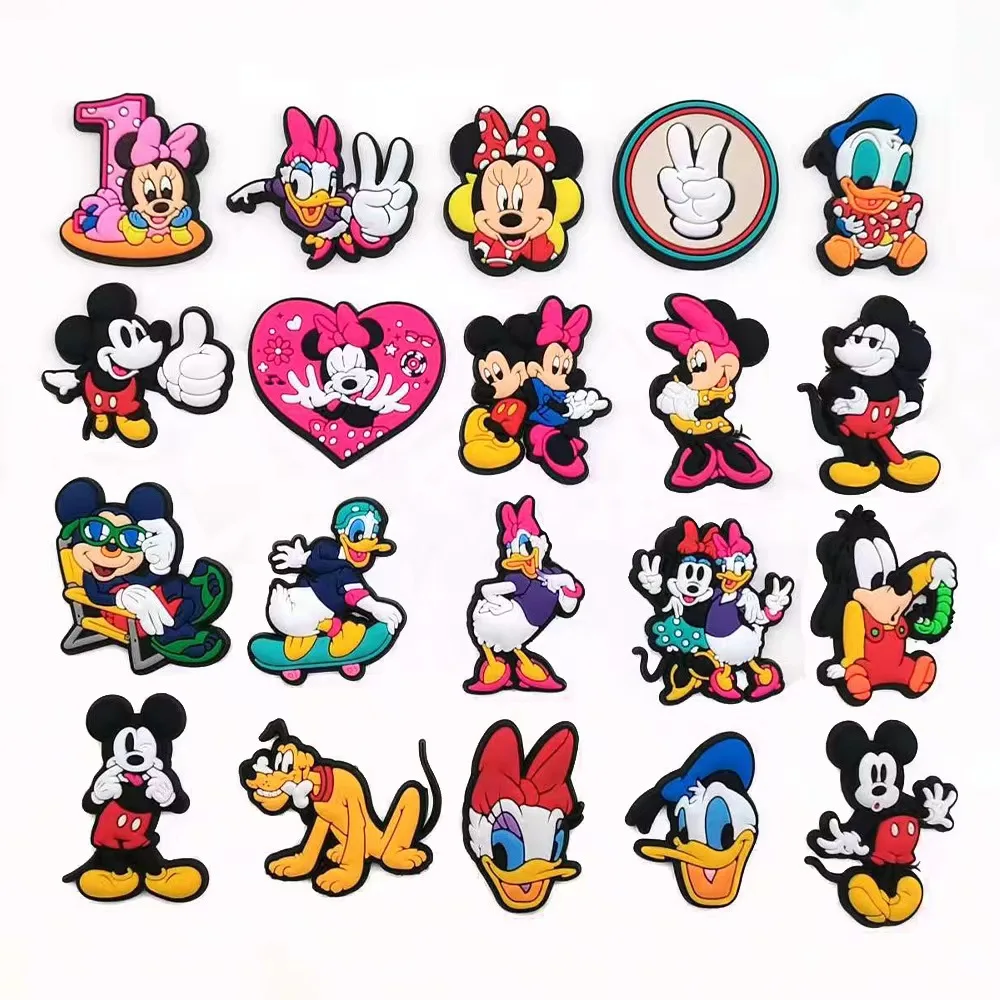 Aoger 9 set Cartoon Disney series Shoe Charms Croc Charms Stitzer Mickey Donald Duck Strawberry Bear Shoe Decoration PVC Accesso