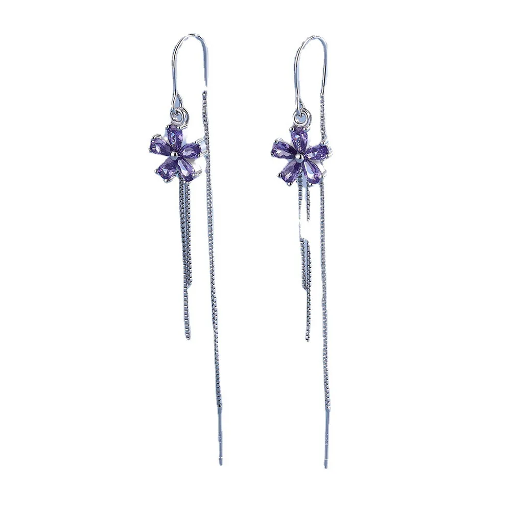 

S925 Silver Natural Amethyst Jewellry Dorp Earring for Women Fine Aros Mujer Oreja Vintage Origin Silver 925 Jewelry Orecchini