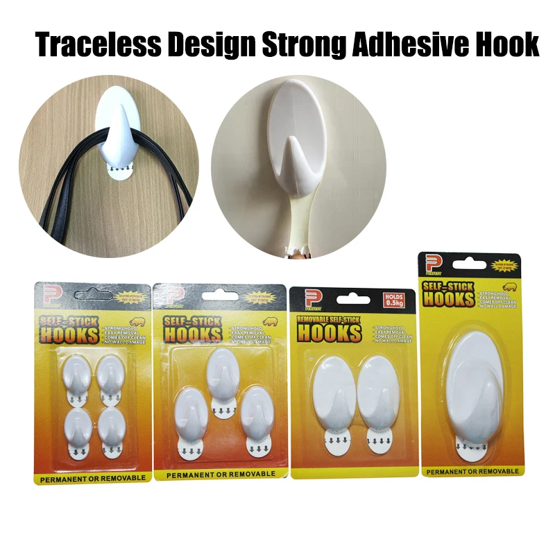 

Wall Hooks Hangers Self Adhesive Door Wall Hangers Punch-free Hooks Suction Heavy Load Rack for Kitchen Bathroom Accessories
