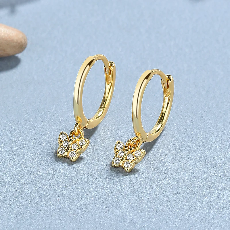 Женские серьги-Обручи из серебра 925 пробы с цирконом