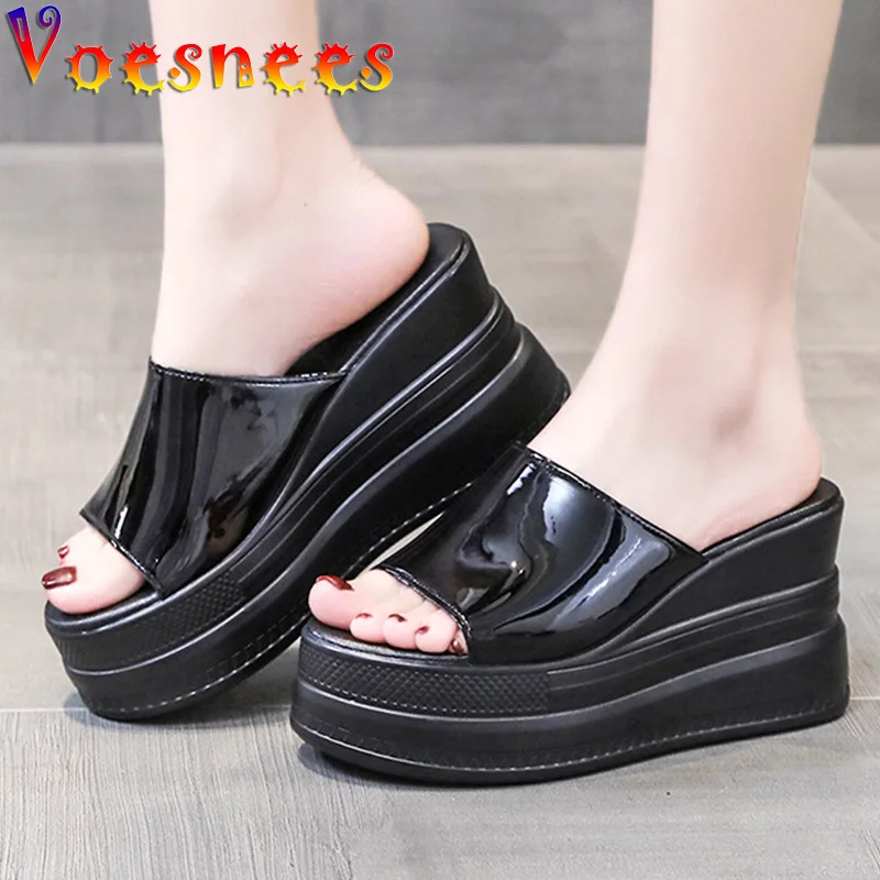 

Women Slippers Summer Platform Wedge Sandals Comfort Beach Casual Shoes Thick Bottom High Heels Outdoor Slides Ladies Pumps 9CM