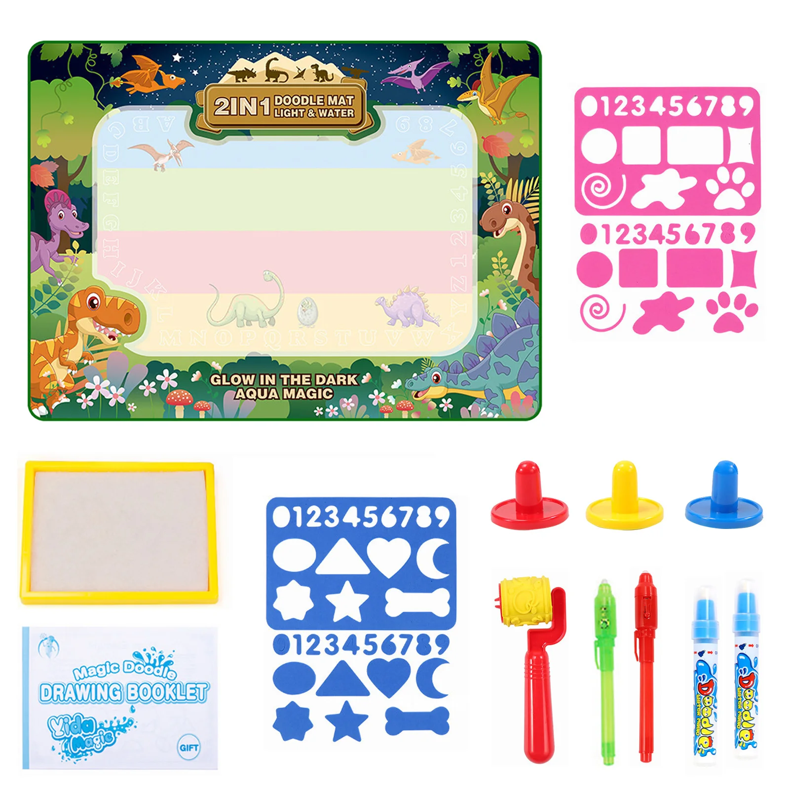 

Dinosaur Pattern Aqua Doodling Mat Aqua Magic Doodle Mat Water Drawing Doodling Mat With Fluorescent Pen Dinosaur Themed