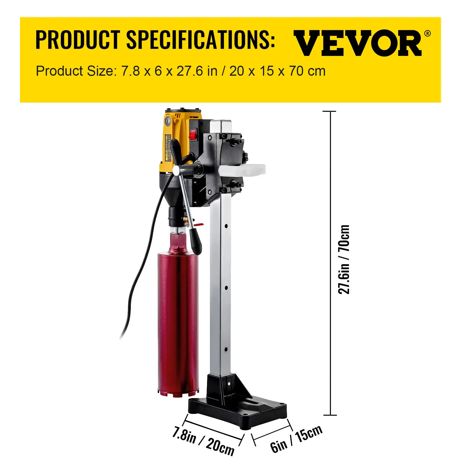 

VEVOR Diamond Coring Machine, 2180W Concrete Core Machine Max. Hole Diam 6.3in Diamond Drill